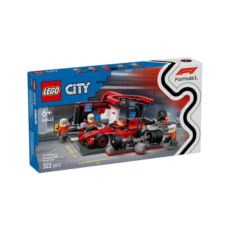 LEGO City Питстоп и механици от F1 с кола Ferrari 60443