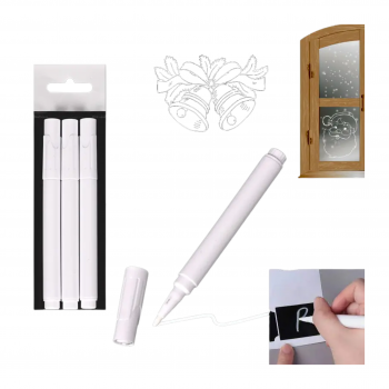 Бели маркери за стъкло, черна дъска и балони