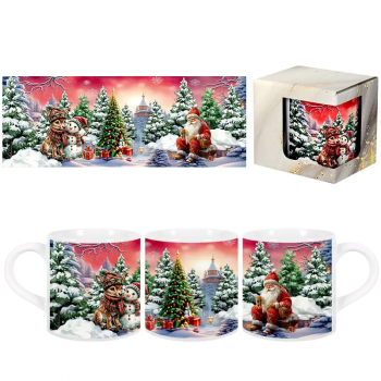 Коледна чаша в подаръчна кутия - Коледна приказка в гората