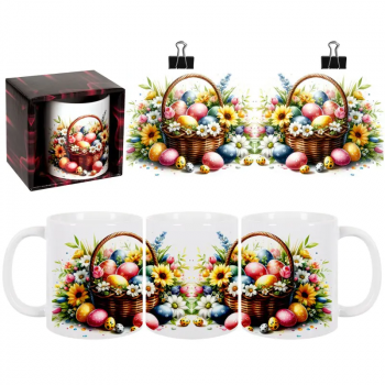 Подарък за Великден – Керамична чаша с кошница и яйца 300 мл
