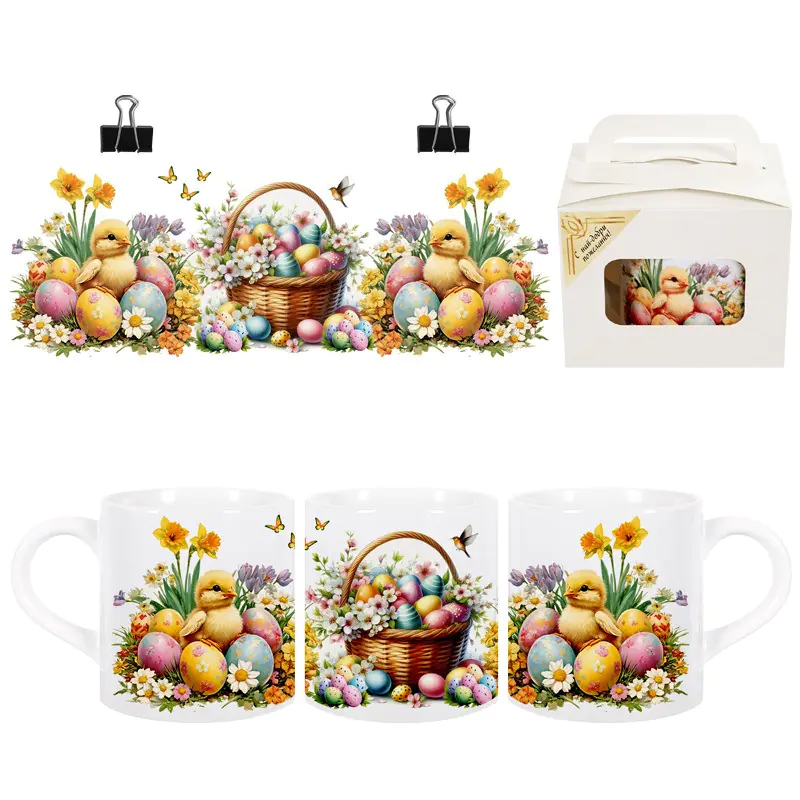 Великденска чаша с пиленце и яйца - 150 мл