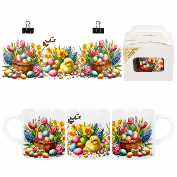 Великденска чаша с великденски яйца и цветя - 150 мл