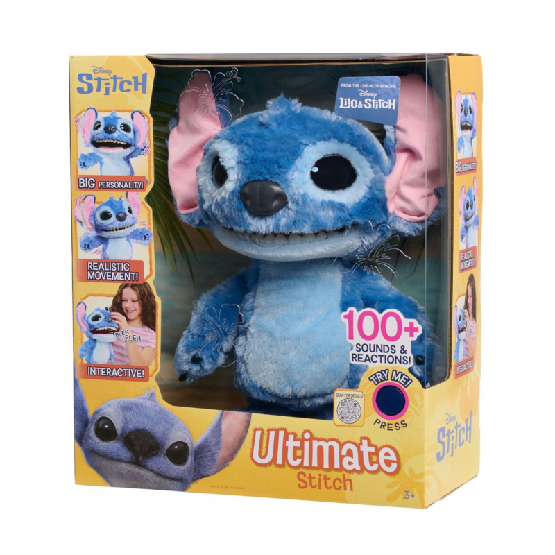 Интерактивна играчка Стич със 100 звука и реакции, Лило и Стич, 43 см