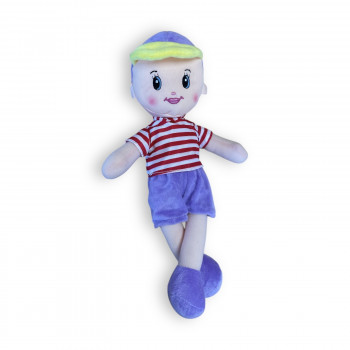 Мека кукла момче с лилави панталонки, 32 см