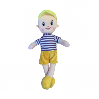 Мека кукла момче с жълти панталонки, 32 см