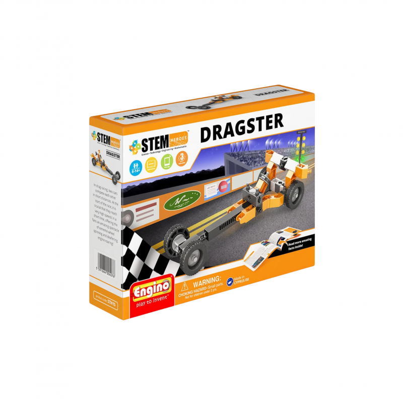 Детски конструктор Енджино СТЕМ - Герой драгстер в оранжево