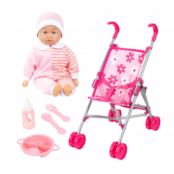 Кукла с количка Bayer в розово