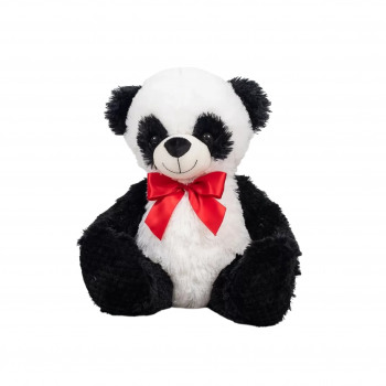 Плюшена панда с червена панделка, 38 см