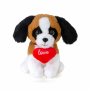 Плюшено куче със сърце, бяло с кафяво и черно, 24 см