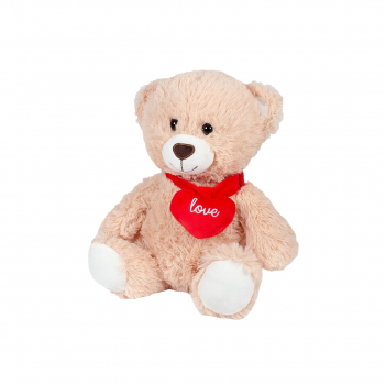 Плюшена играчка Мече със сърце, бежово, 30 см