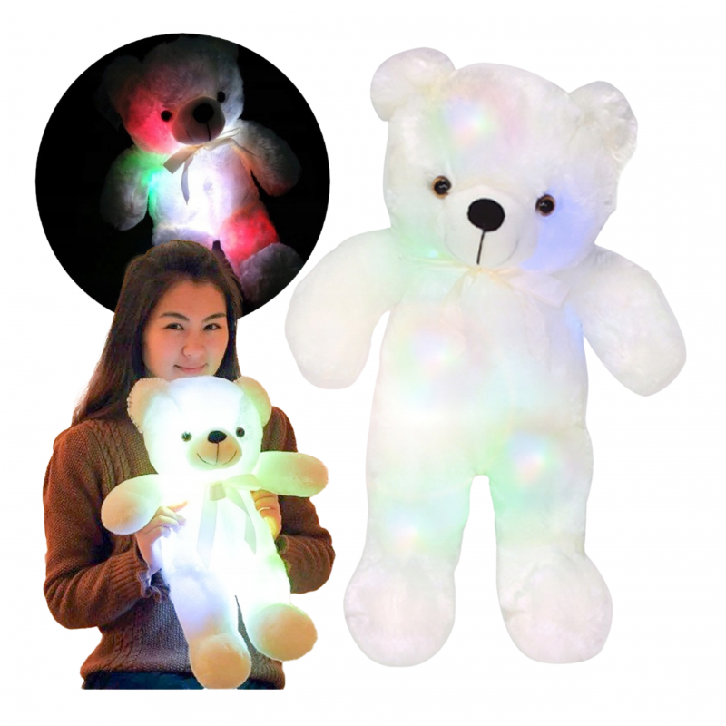 Плюшено мече с LED светлини, бяло, 40 см