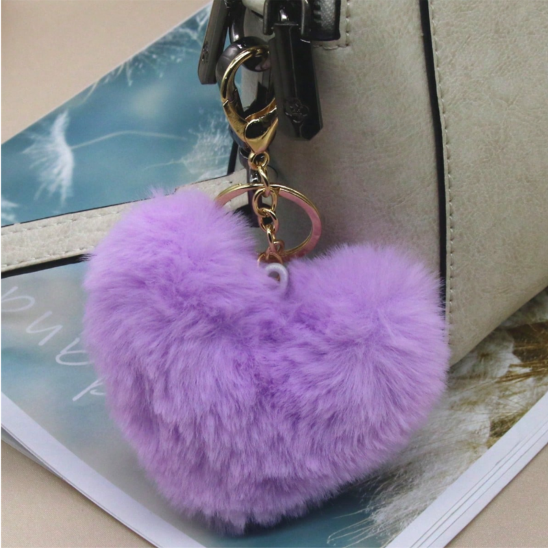 Ключодържател сърце, лилав, 10 см 