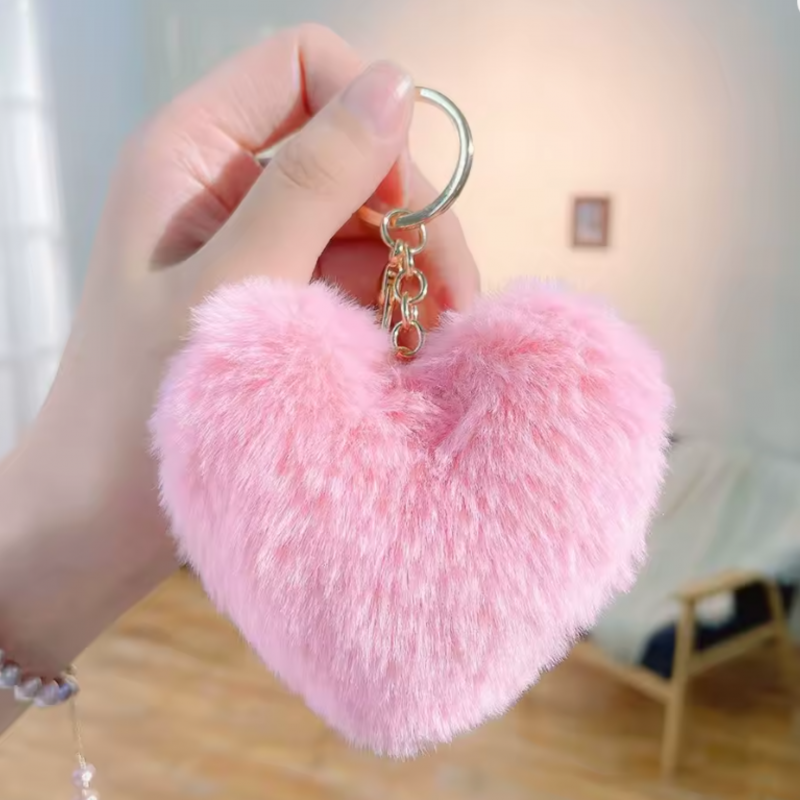 Ключодържател сърце, розов, 10 см