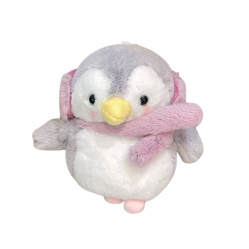 Плюшен ключодържател пингвин, сив, 11 см
