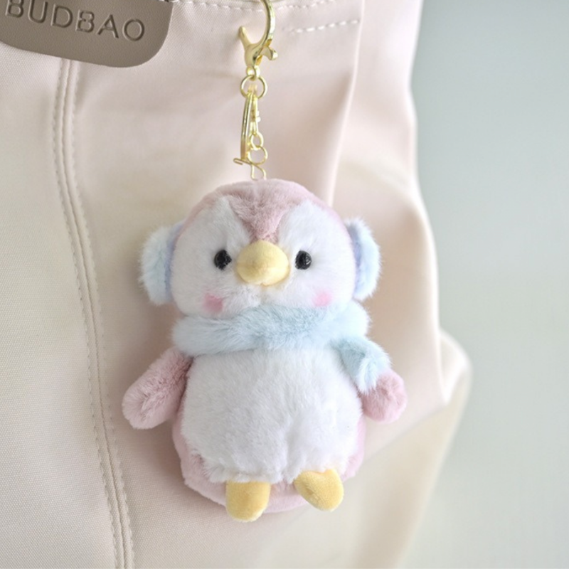 Плюшен ключодържател пингвин, розов, 11 см