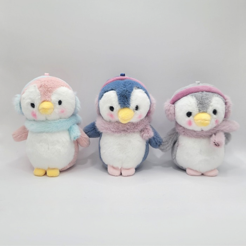 Плюшен ключодържател пингвин, син, 11 см