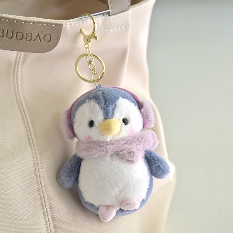 Плюшен ключодържател пингвин, син, 11 см