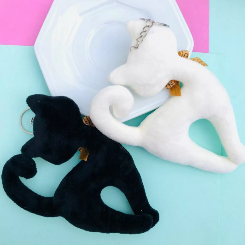 Ключодържател Коте, бяло, 14 см