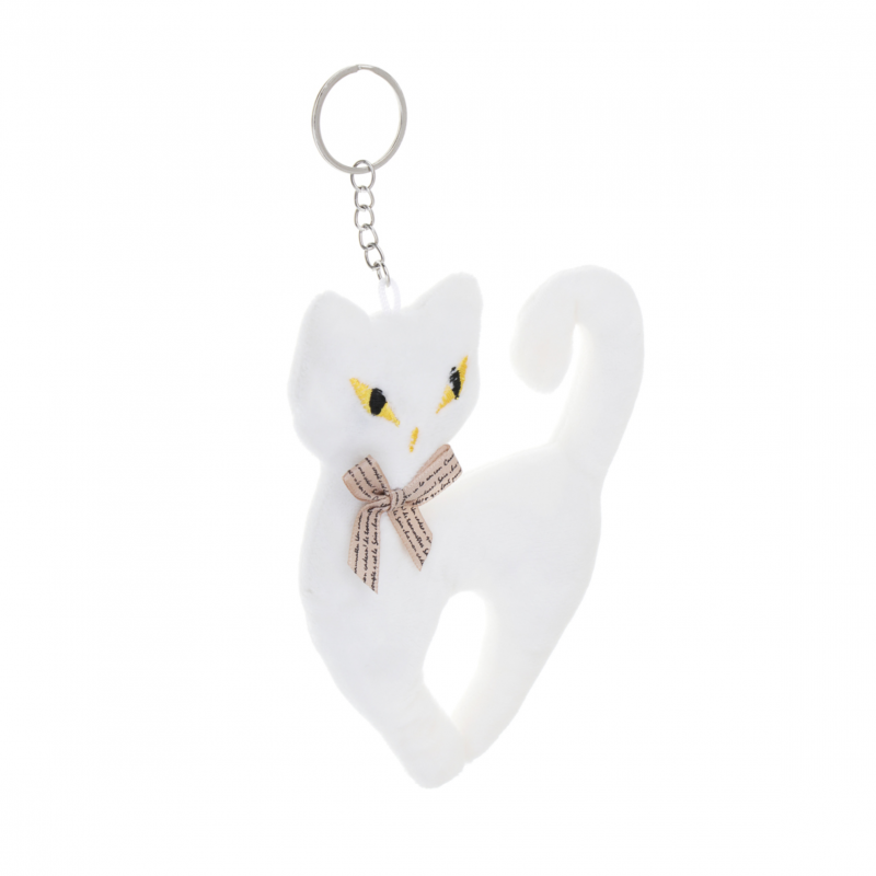 Ключодържател Коте, бяло, 14 см