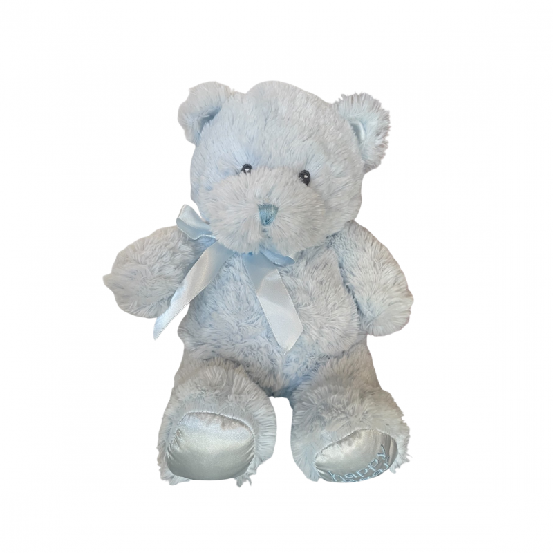 Плюшено мече с бродирани очи, светло синьо, 28 см
