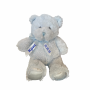 Плюшено мече с бродирани очи с надписана панделка, светло синьо, 28 см