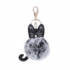 Ключодържател коте с пухче, черно, 10 см
