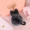 Ключодържател коте с пухче, черно, 10 см