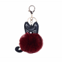 Ключодържател коте с пухче, бордо, 10 см