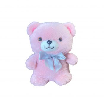 Плюшено мече със сатенена панделка, розово, 20 см