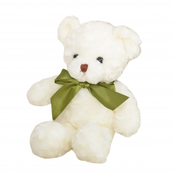 Плюшено мече със сатенена панделка, екрю, 30 см