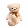 Плюшен мечок с кадифена панделка, бежов, 90 см