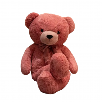 Плюшен мечок с кадифена панделка, розов, 90 см