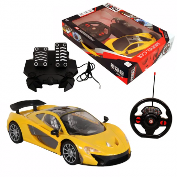 Симулационна жълта кола с педали и волан 1:16 