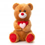 Плюшено мече, кафяво с три сърца 