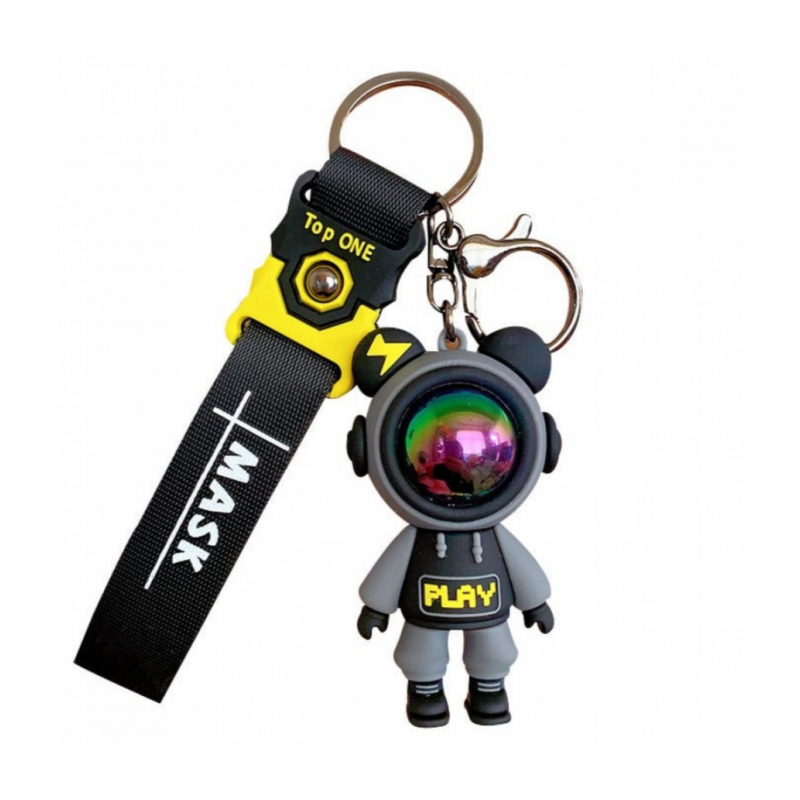 Ключодържател Астронавт със силиконова дръжка, черен