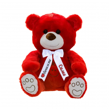 Плюшено мече Smile on с надписана панделка, червено, 40 см 