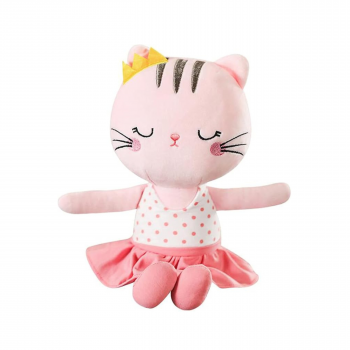 Плюшено коте Рая с рокля, розово, 35 см