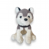 Плюшено Хъски с медальон, сиво, 23 см