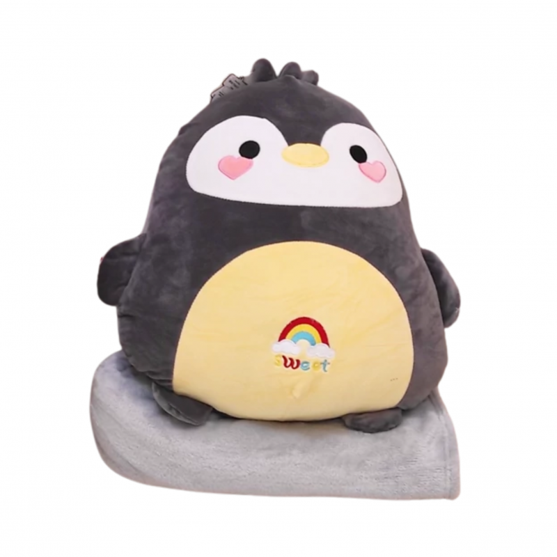 Плюшена възгланичка пингвин, 40 см + одеалце