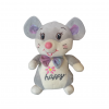Плюшена мишка с панделка и бродерия, сива, 23 см