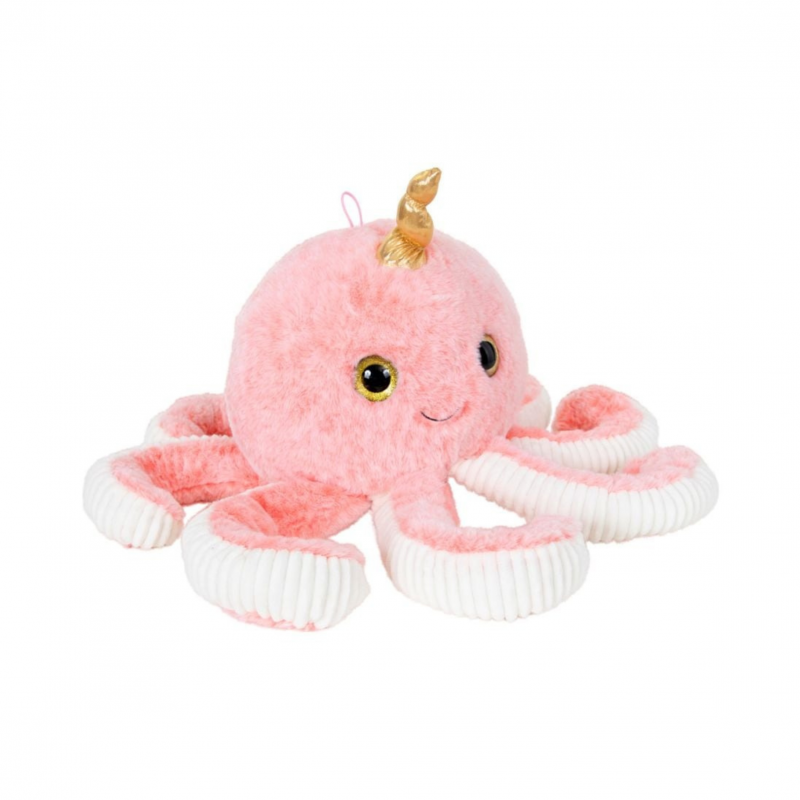 Плюшен октопод със златен рог, розов, 30 см