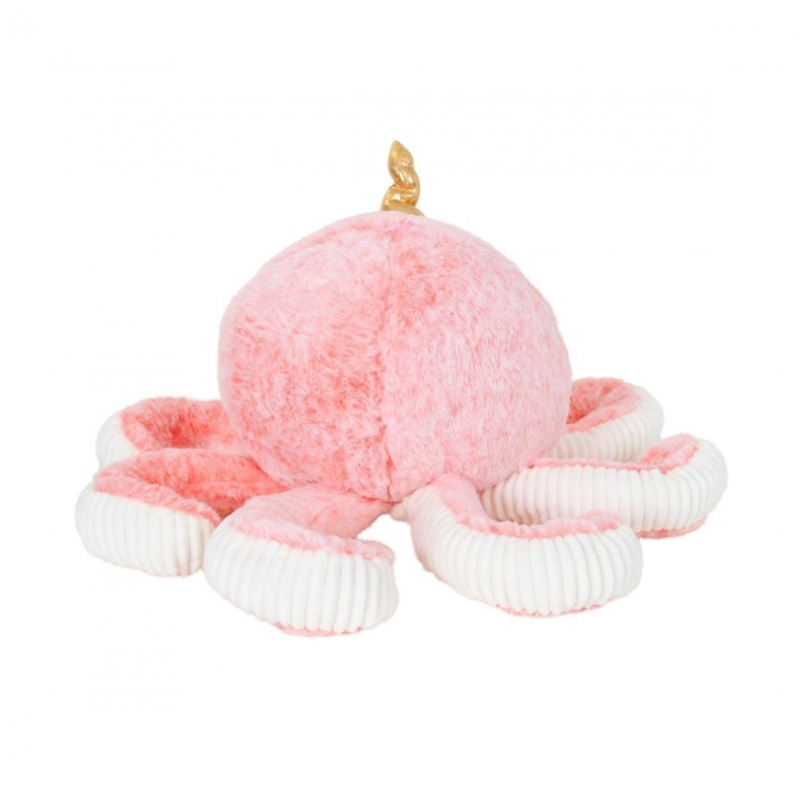 Плюшен октопод със златен рог, розов, 30 см