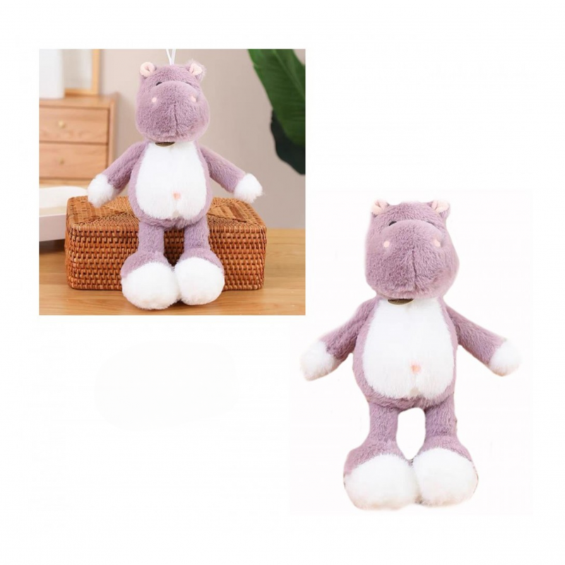 Плюшен хипопотам Вили с медальон, лилав, 30 см