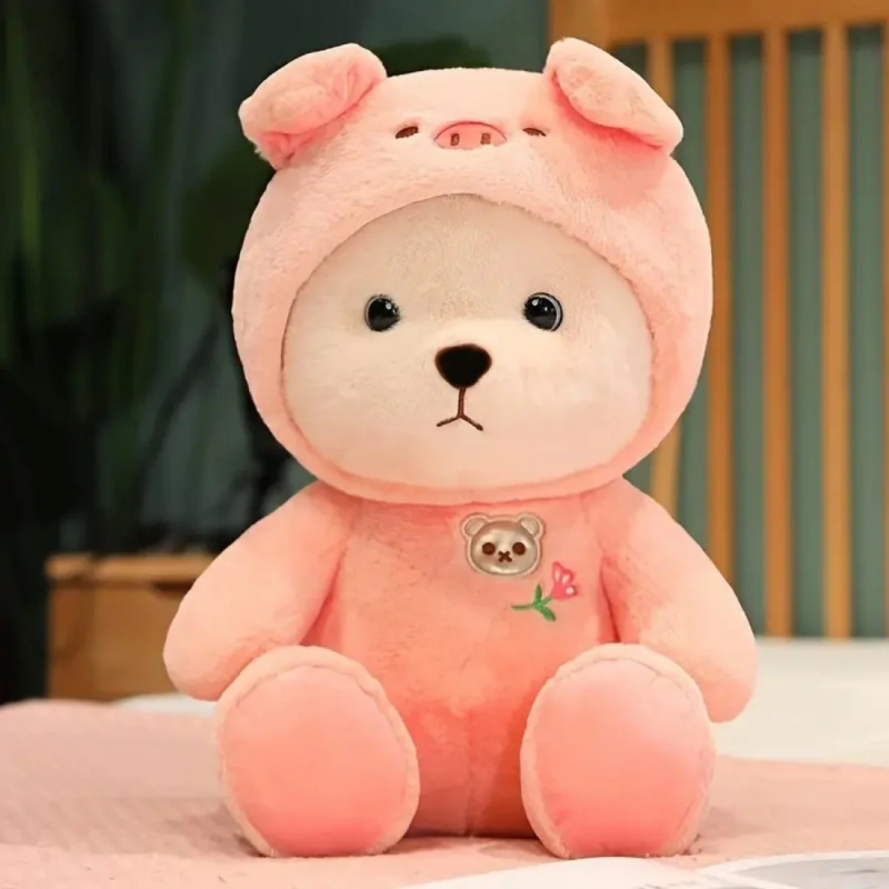 Плюшено мече в костюм на прасенце, 23 см