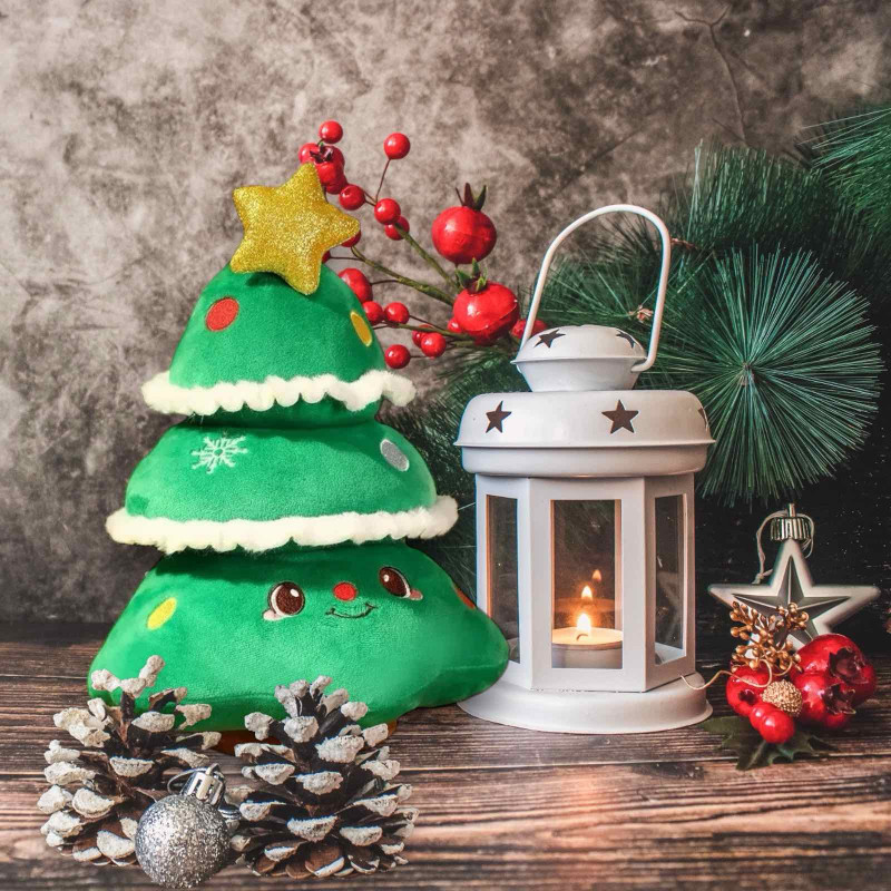 Плюшена коледна елхичка със звезда, 17 см