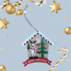 Коледна дървена играчка за закачане - Коледна къщичка Merry Christmas, 12 см