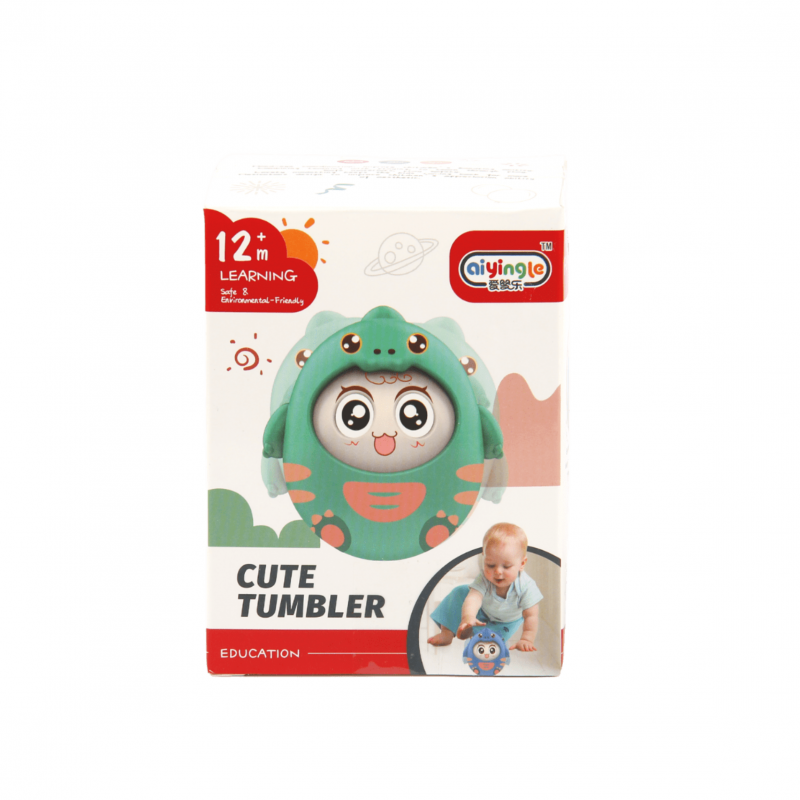 Образователна играчка Неваляшка Динозавър в синьо