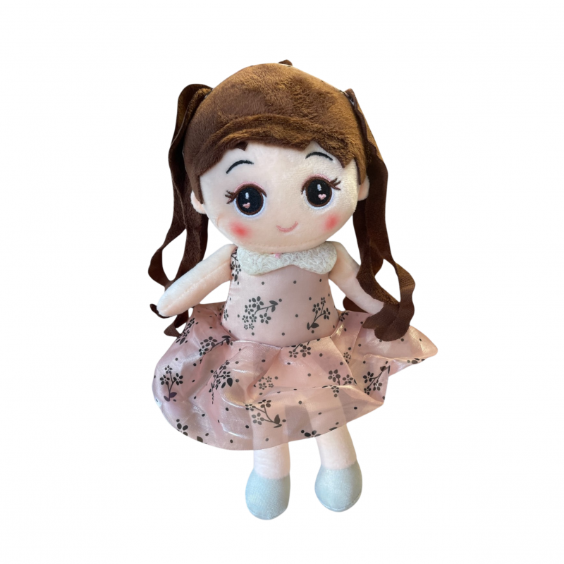 Мека кукла Ива с розова рокля, 30 см