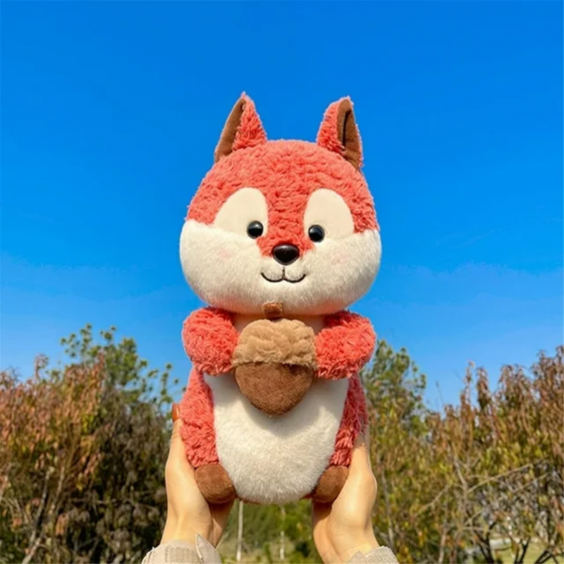 Плюшена катеричка с жълъд, оранжева, 25 см