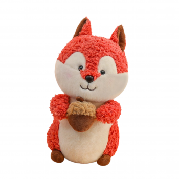 Плюшена катеричка с жълъд, оранжева, 25 см